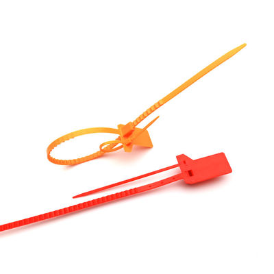 Sello de seguridad de plástico desechable a prueba de manipulaciones con tamaño de 400*34*16 mm, resistencia a la tracción de 340 N y impresión láser