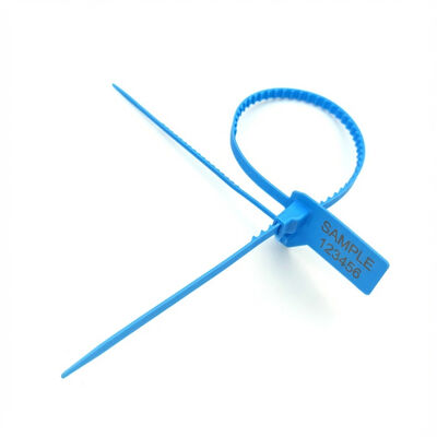 Sello de seguridad de plástico desechable a prueba de manipulaciones con tamaño de 400*34*16 mm, resistencia a la tracción de 340 N y impresión láser
