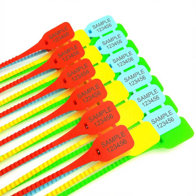 350*26*14.8 mm Sello de seguridad de plástico de ajuste hermético con 280 N de resistencia a la tracción e impresión láser