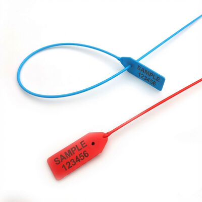 Sello de seguridad de plástico con inserto de acero inoxidable de 550 mm de longitud con impresión láser para seguridad de contenedores