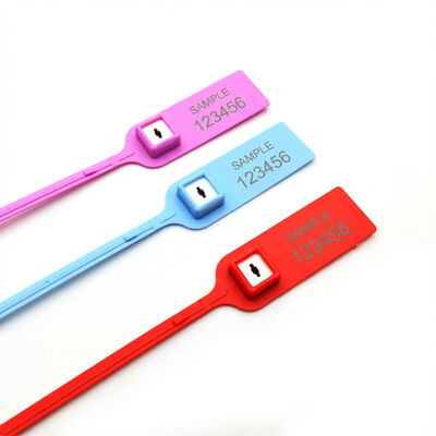 Black 380 mm Pull Tight Bar code Safety Flat Numbered Plastic Seal Tag for Bank